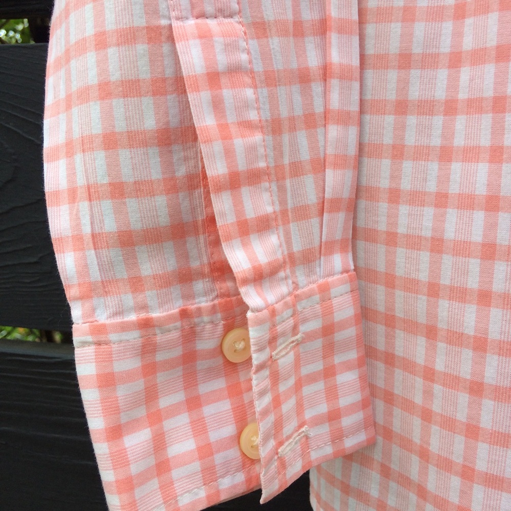 Banana Republic Gingham coral orange button down 100% cotton shirt XS - Picture 8 of 14